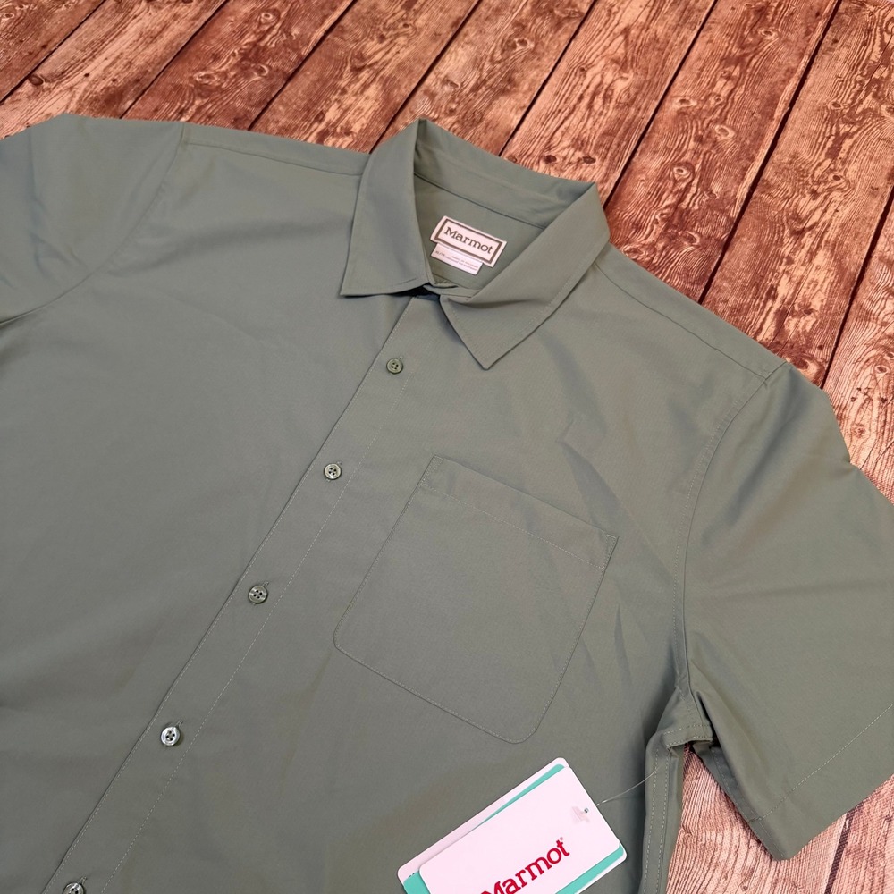 Marmot Arex UPF 40 SS Shirt Mens Extra Large Agate Green Outdoor Performance NWT